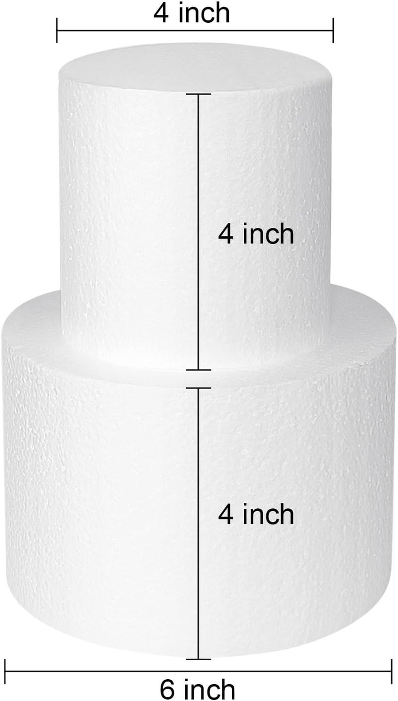 JOBVERT 2 Tiers Foam Cake Dummies 4“ 6”, White Dummy Cakes Styrofoam Sets, 8 Inch Tall Fake Cake, Dummy Cake for Wedding Cake Supplies Decorating Birthday Wedding Display - Image 2